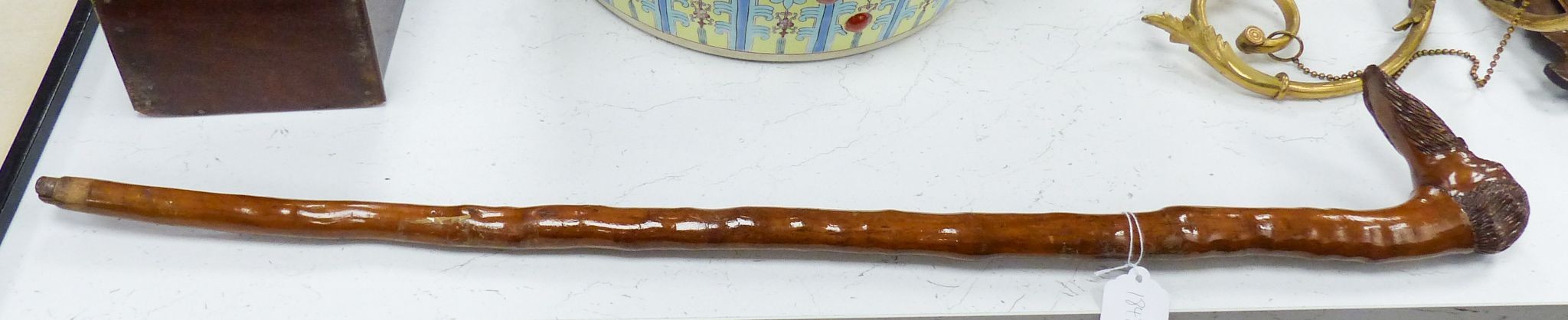 A 19th century carved briar walking stick